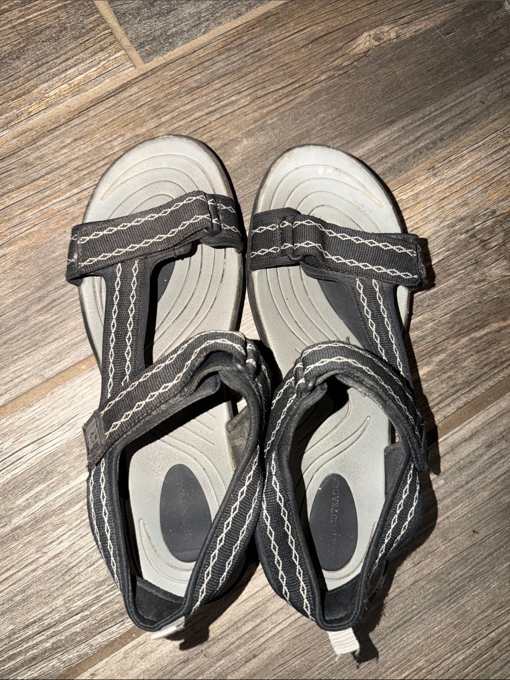 Children's Black Adjustable Strap Sandals with Cushioned Footbed